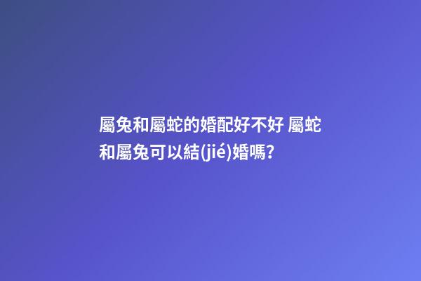 屬兔和屬蛇的婚配好不好 屬蛇和屬兔可以結(jié)婚嗎？-第1張-觀點(diǎn)-玄機(jī)派